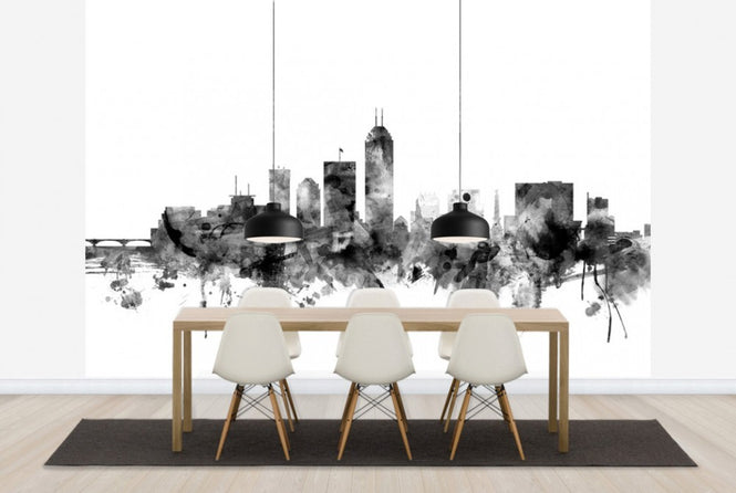 PHOTOWALL / Indianapolis Indiana Skyline Black (e25368)