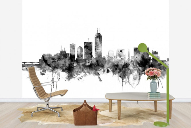 PHOTOWALL / Indianapolis Indiana Skyline Black (e25368)