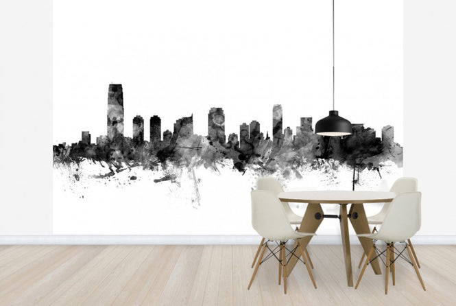 PHOTOWALL / Jersey City New Jersey Skyline Black (e25371)