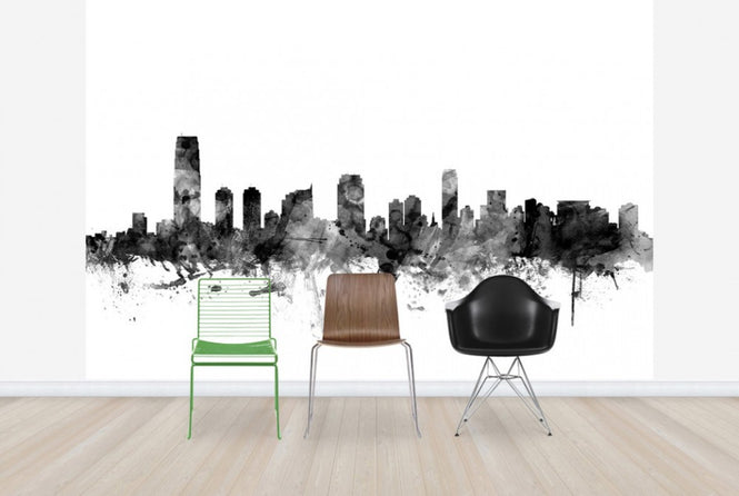 PHOTOWALL / Jersey City New Jersey Skyline Black (e25371)