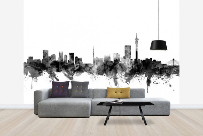 PHOTOWALL / Johannesburg South Africa Skyline Black (e25372)