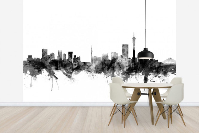 PHOTOWALL / Johannesburg South Africa Skyline Black (e25372)