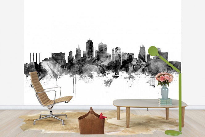 PHOTOWALL / Kansas City Skyline Black (e25373)