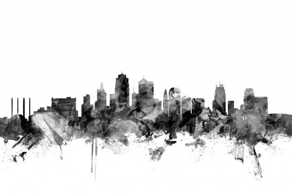 PHOTOWALL / Kansas City Skyline Black (e25373)