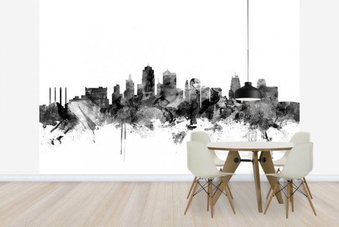 PHOTOWALL / Kansas City Skyline Black (e25373)