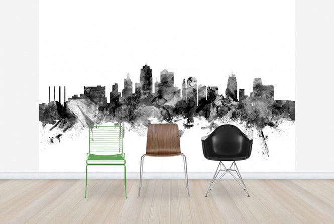 PHOTOWALL / Kansas City Skyline Black (e25373)