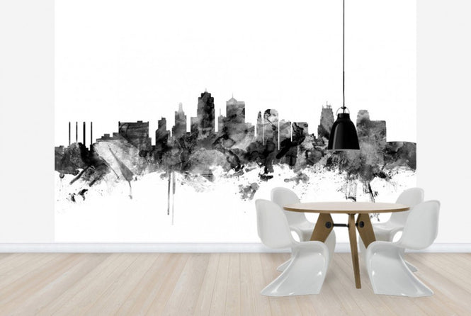 PHOTOWALL / Kansas City Skyline Black (e25373)