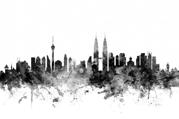 PHOTOWALL / Kuala Lumpur Skyline Black (e25375)