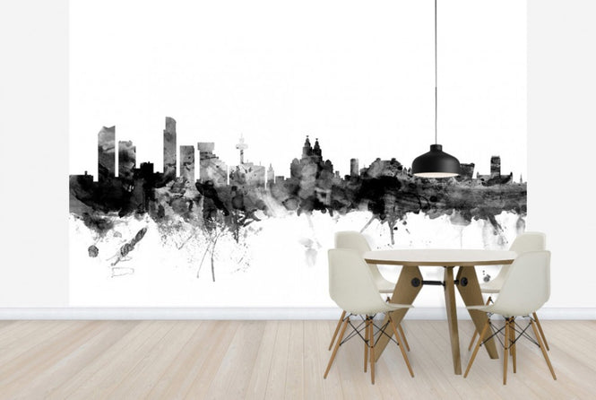 PHOTOWALL / Liverpool UK Skyline Black (e25382)