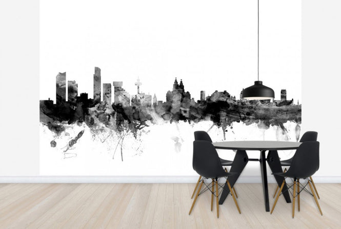 PHOTOWALL / Liverpool UK Skyline Black (e25382)