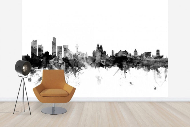 PHOTOWALL / Liverpool UK Skyline Black (e25382)