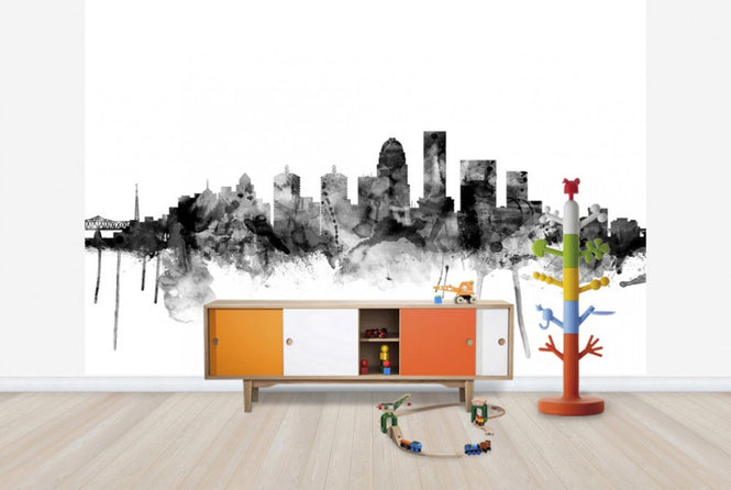 PHOTOWALL / Louisville Kentucky Skyline Black (e25387)