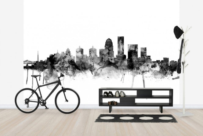 PHOTOWALL / Louisville Kentucky Skyline Black (e25387)