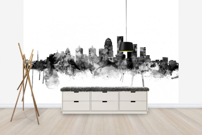PHOTOWALL / Louisville Kentucky Skyline Black (e25387)