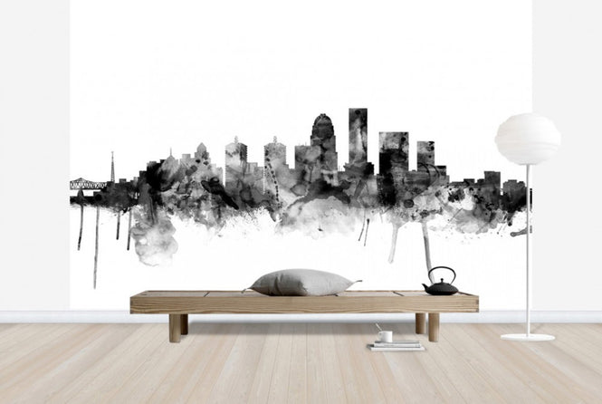 PHOTOWALL / Louisville Kentucky Skyline Black (e25387)