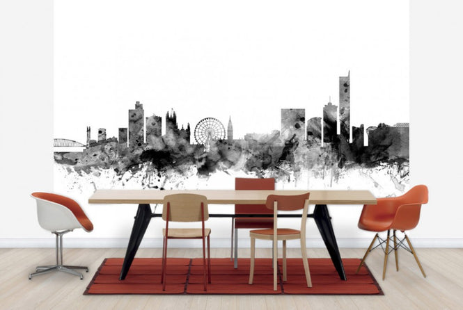 PHOTOWALL / Manchester UK Skyline Black (e25390)