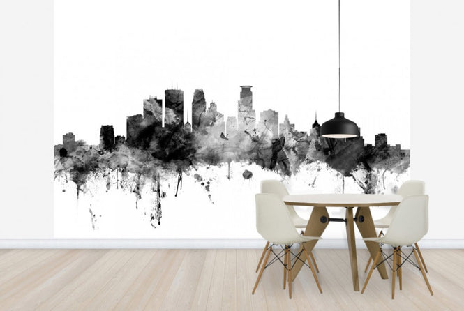 PHOTOWALL / Minneapolis Minnesota Skyline Black (e25396)