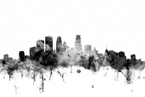 PHOTOWALL / Minneapolis Minnesota Skyline Black (e25396)