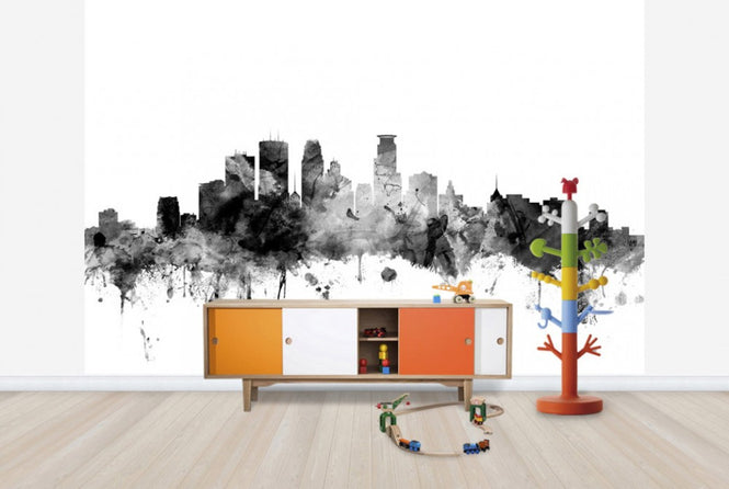 PHOTOWALL / Minneapolis Minnesota Skyline Black (e25396)