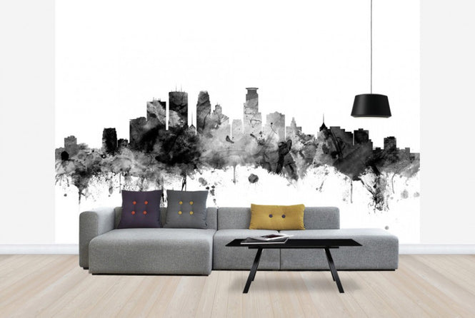 PHOTOWALL / Minneapolis Minnesota Skyline Black (e25396)