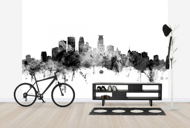 PHOTOWALL / Minneapolis Minnesota Skyline Black (e25396)