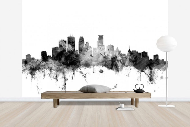 PHOTOWALL / Minneapolis Minnesota Skyline Black (e25396)