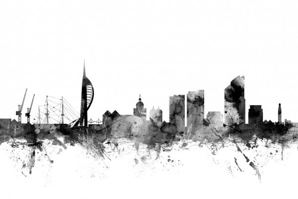 PHOTOWALL / Portsmouth UK Skyline Black (e25417)