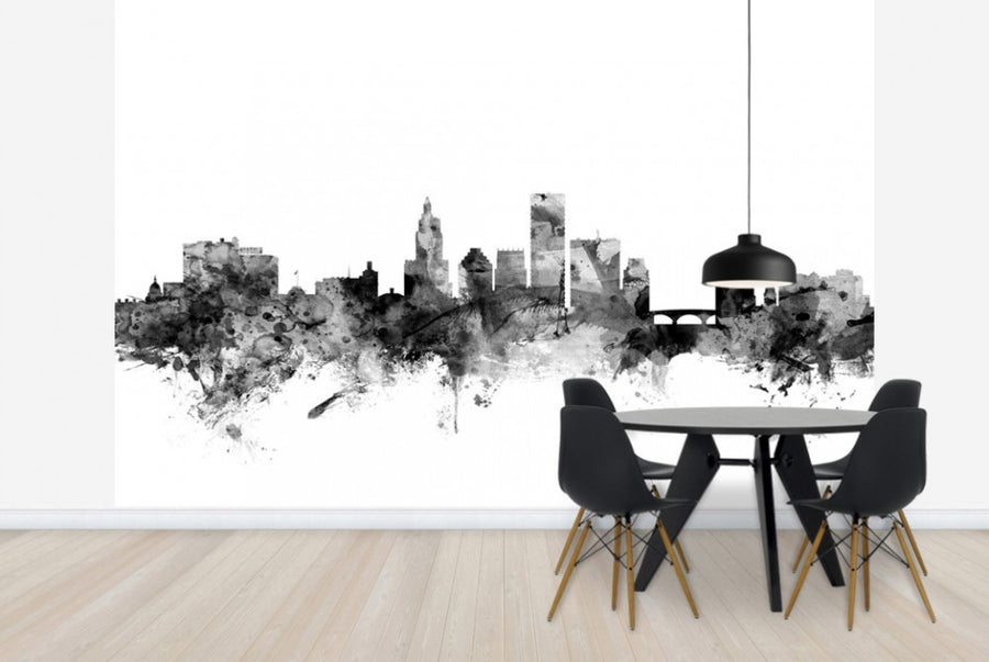 PHOTOWALL / Providence Rhode Island Skyline Black (e25419)