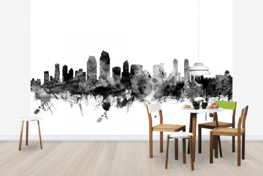 PHOTOWALL / San Diego California Skyline Black (e25426)