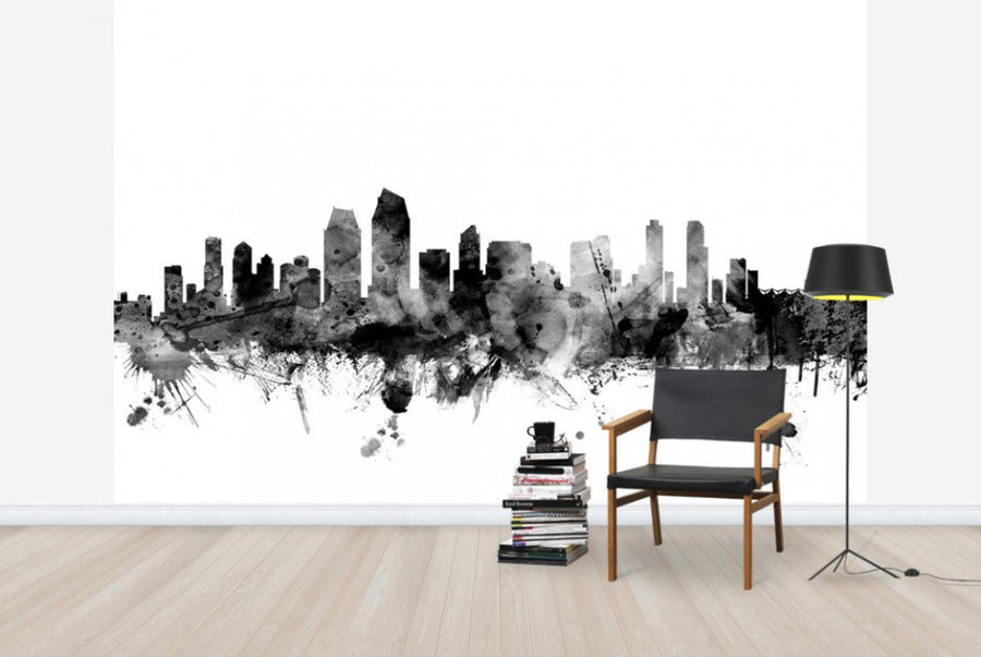 PHOTOWALL / San Diego California Skyline Black (e25426)