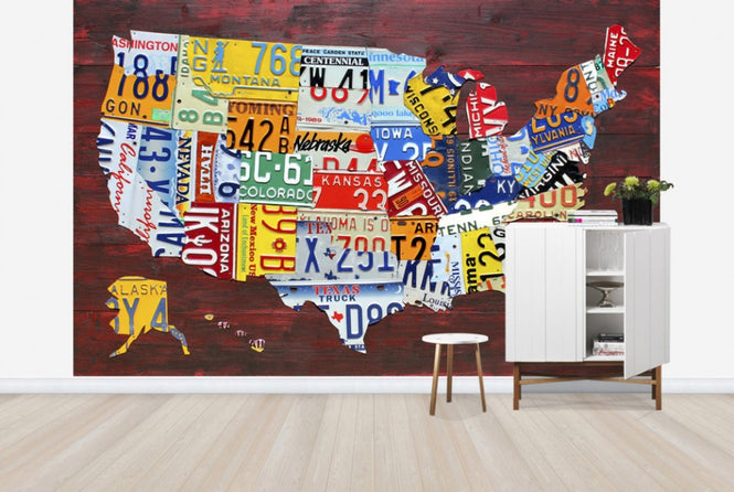 PHOTOWALL / USA Map License Plates (e29572)