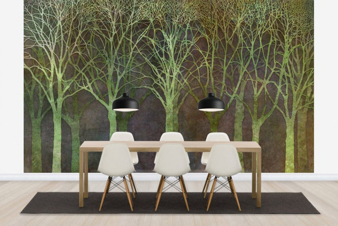 PHOTOWALL / Birch Grove Night Green (e25606)