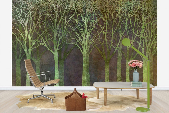 PHOTOWALL / Birch Grove Night Green (e25606)