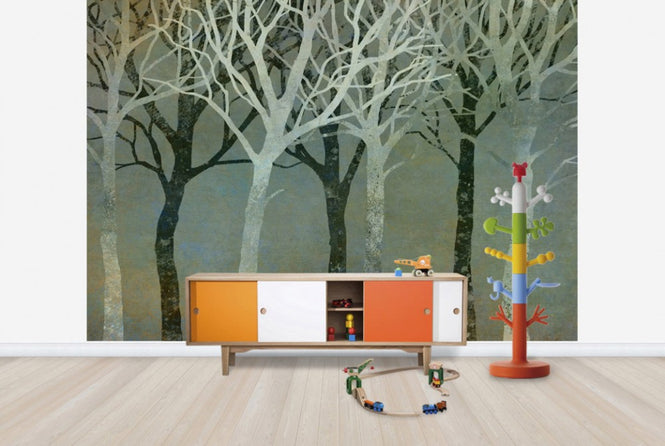 PHOTOWALL / Tree Silhouettes Green (e25610)