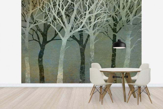 PHOTOWALL / Tree Silhouettes Green (e25610)