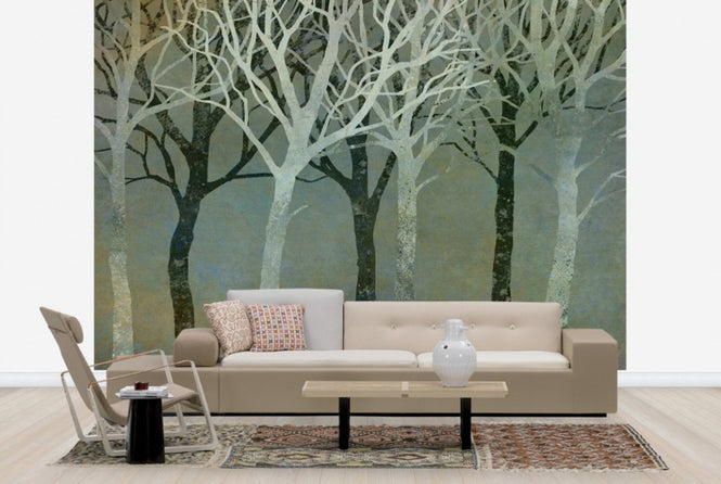 PHOTOWALL / Tree Silhouettes Green (e25610)
