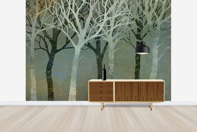 PHOTOWALL / Tree Silhouettes Green (e25610)