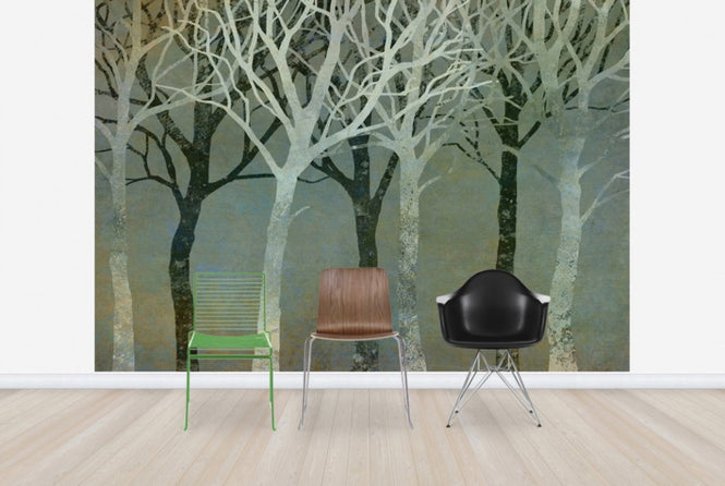 PHOTOWALL / Tree Silhouettes Green (e25610)