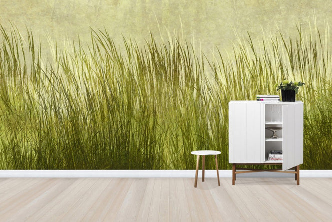 PHOTOWALL / Light Green Grass Silhouette (e25731)