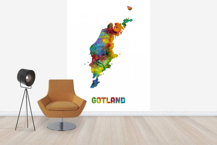 PHOTOWALL / Gotland Watercolor Map (e25782)