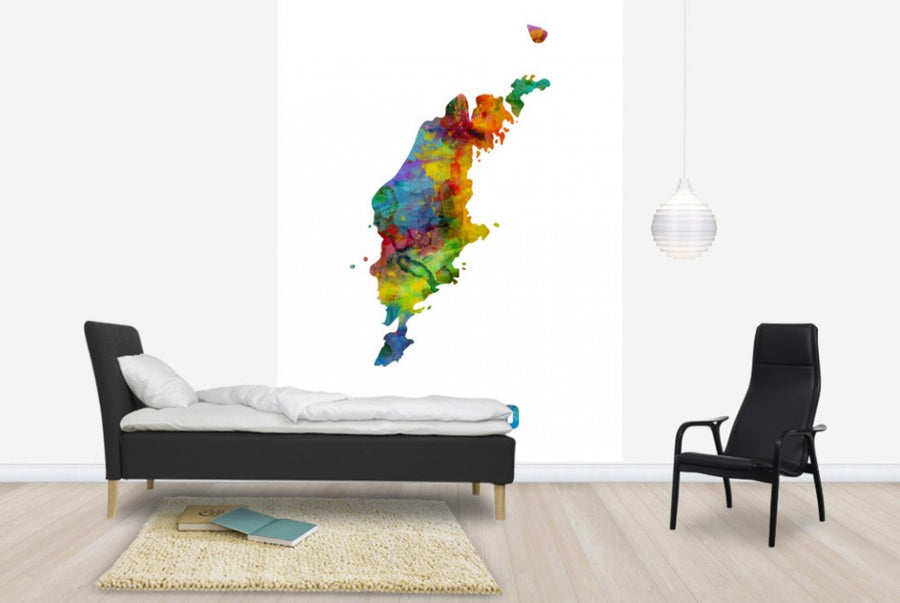 PHOTOWALL / Gotland Watercolor Map (e25782)
