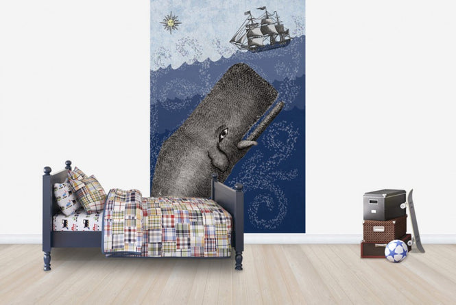 PHOTOWALL / Whale and Ship - Dark Blue (e29862)