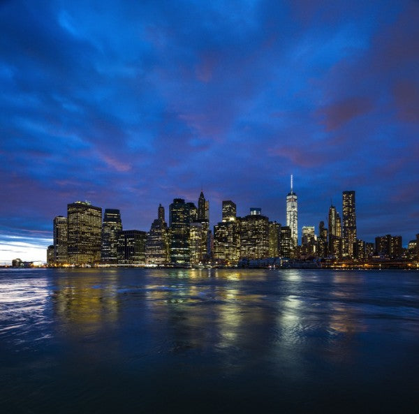 PHOTOWALL / Manhattan Skyline - Blue and Pink Sky (e30046)