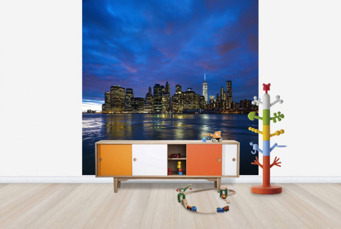 PHOTOWALL / Manhattan Skyline - Blue and Pink Sky (e30046)