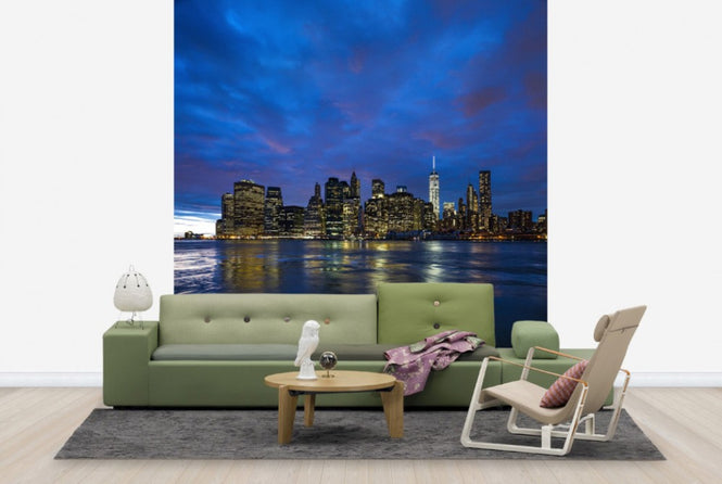 PHOTOWALL / Manhattan Skyline - Blue and Pink Sky (e30046)