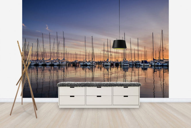 PHOTOWALL / Sailboats in Sunset, Gothenburg Sweden (e40481)