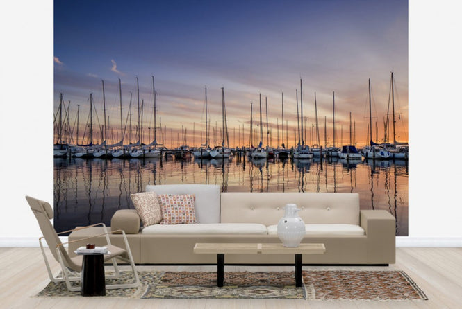 PHOTOWALL / Sailboats in Sunset, Gothenburg Sweden (e40481)
