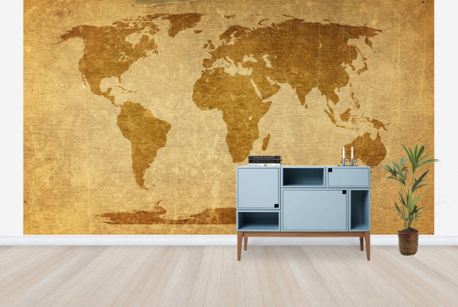 PHOTOWALL / Sepia World Map (e30316)