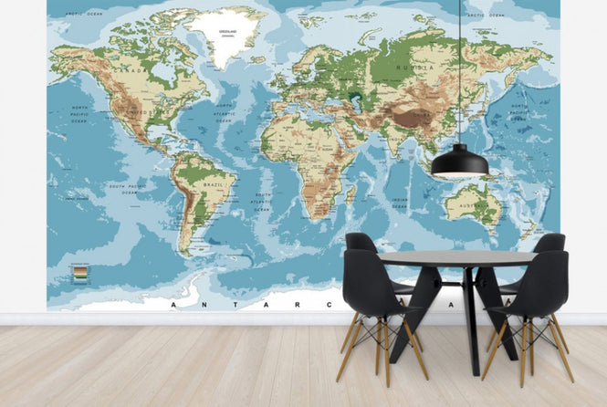 PHOTOWALL / World Map with Elevation Tints (e30318)