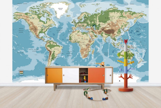 PHOTOWALL / World Map with Elevation Tints (e30318)